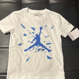 Jordan Kids White Tee with Blue Graphic